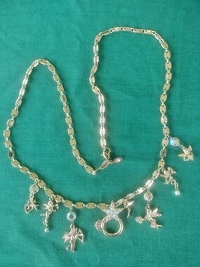 Kirks Folly RETIRED Gold-Tone Cupids Secret Charm Necklace w/ Crystal Accents